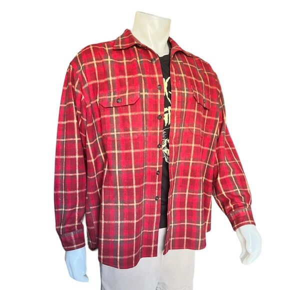 Mens Red 100% Cotton Chamois Flannel Mens Shirt Size XL - Picture 9 of 9